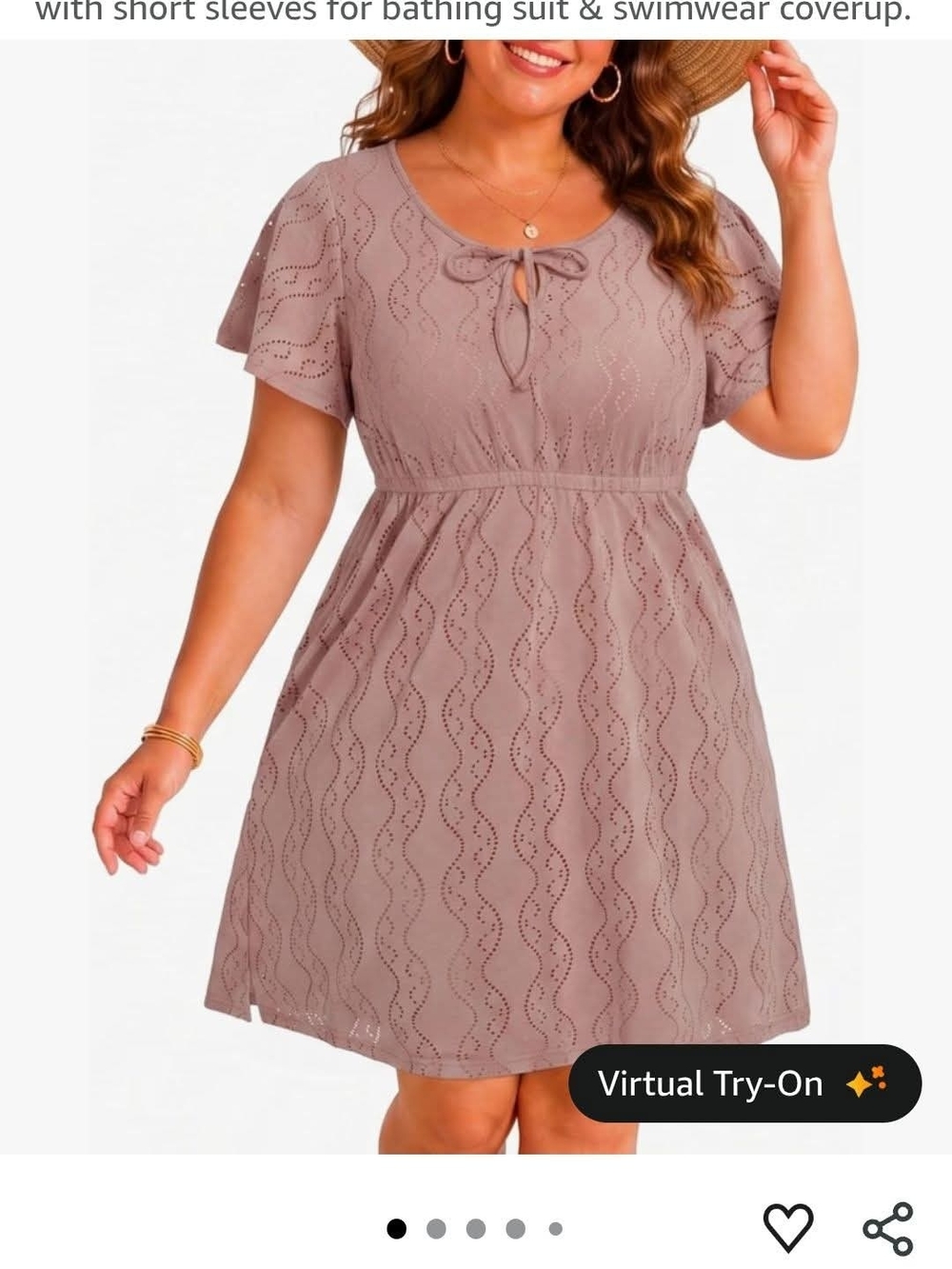 Short Sleeve Eyelet Bathing Suit Covet Up
